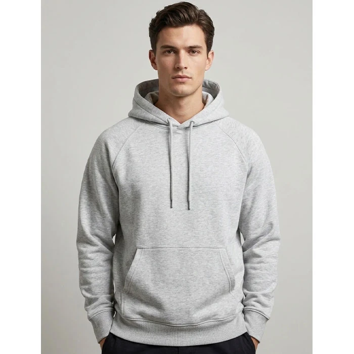 هودی داخل کرکی اورجینال مردانه رنگ طوسی روشن برند H&M سوئدی قواره نسبتاً آزاد کد 94