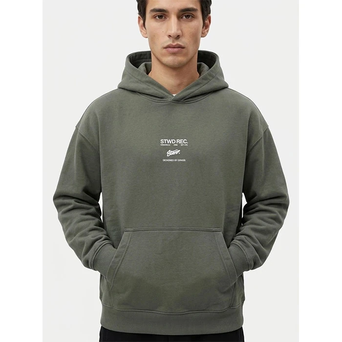هودی داخل کرکی اورجینال یونیسکس ( زنانه مردانه ) رنگ سبز صدری سری STWD زیر مجموعه برند pull & bear سفارش اسپانیایی تنخوری و قواره باکسی کد 117