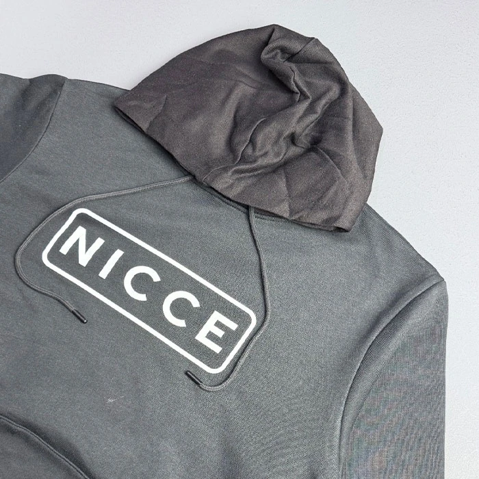 Original hoodie with fluffy lining, unisex, black, patterned, Nicce brand, English order, loose fit and relatively loose fit, code 131 (4)