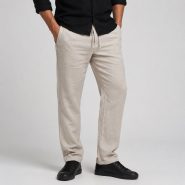 شلوار لینین نخی اورجینال مردانه رنگ کرمی برند pull&bear سفارش اسپانیایی مدل راسته کد 2039