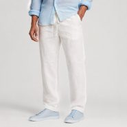 شلوار لینین نخی اورجینال مردانه رنگ سفید برند pull&bear سفارش اسپانیایی مدل راسته کد 2040