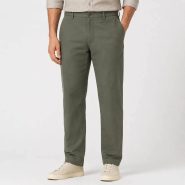 شلوار کتان کنف pull&bear سفارش اسپانیا کمر گتر‌ سبز کد 2047