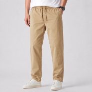 شلوار کتان کنف ‌‌pull&bear اورجینال رنگ نخودی کمرکش کد 2055