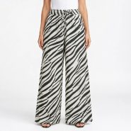 شلوار لینن ZARA طرح راه‌راه مشکی سفید 2060
