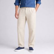 شلوار لنین راسته رگولار بسیار خنک مردانه کرمی برند H&M سوئدی 2078